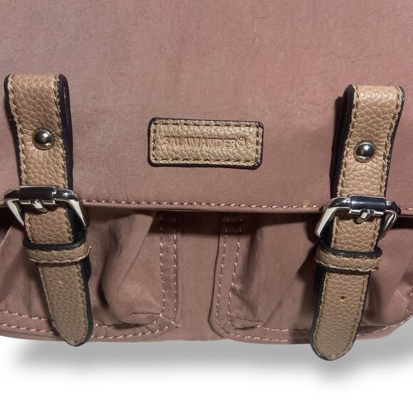 Salamander Nylon Leather Crossbody Shoulder Bag Mauve Adjustable Strap Pockets - Picture 3 of 11